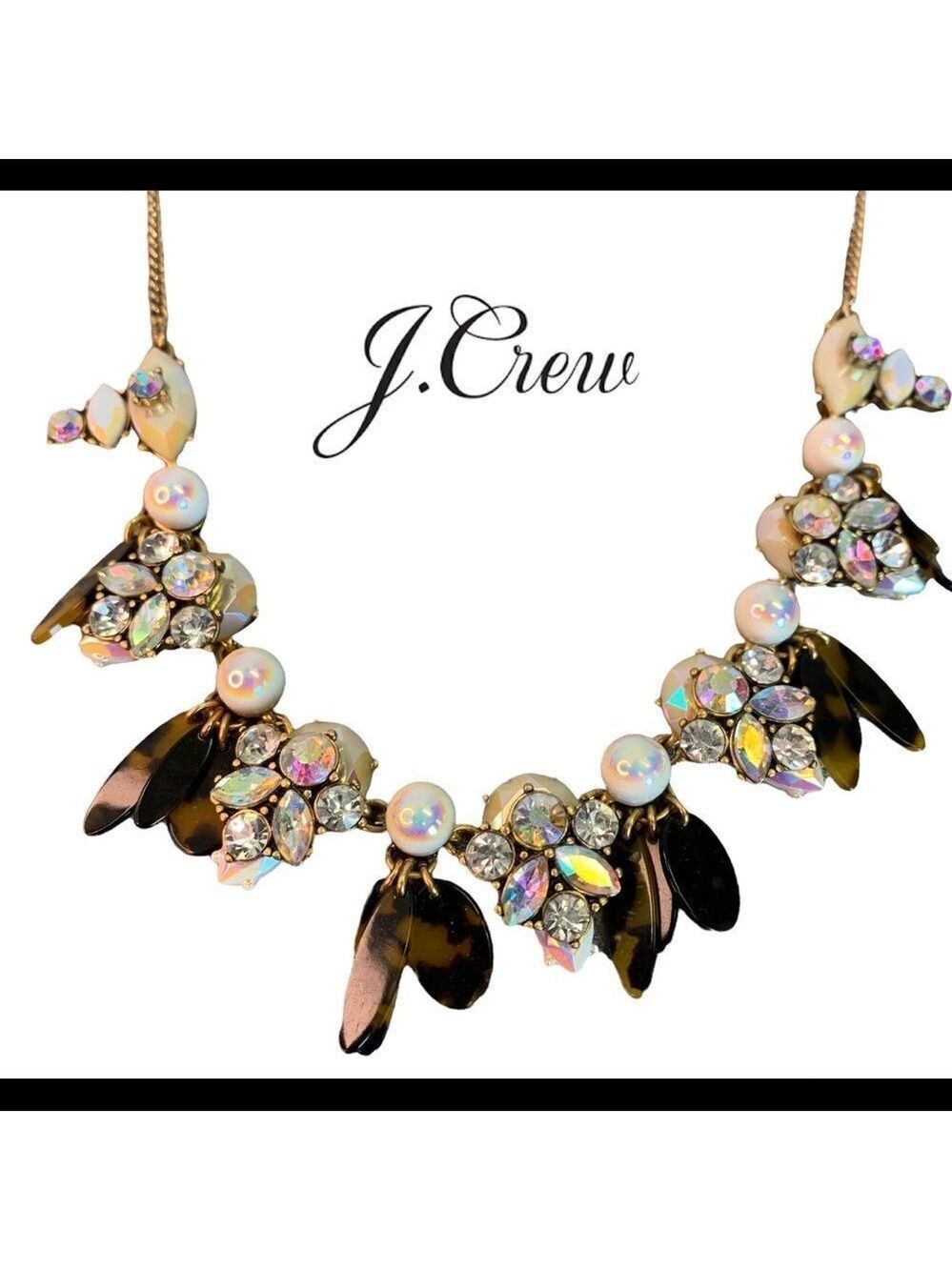 J.CREW iridescent Opalescent aurora borealis Rhinestone tortoiseshell necklace